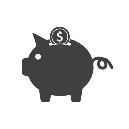 Piggy bank icon. Black piggy bank icon on white backgroundのイラスト素材