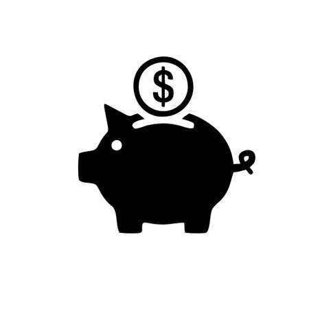 Piggy bank icon. Black piggy bank vector icon isolated on white backgroundのイラスト素材