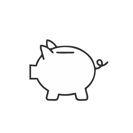 Piggy bank icon in flat style. Money vector illustration on white isolated background. Bank business concept.のイラスト素材