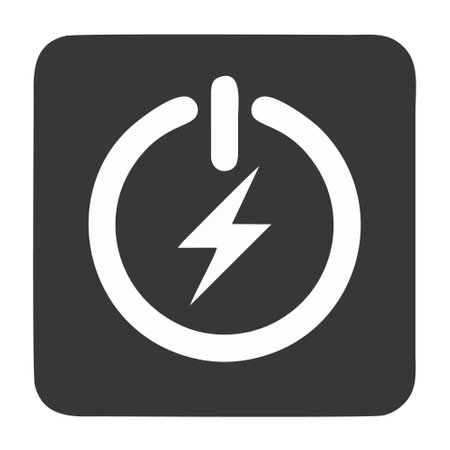 Power Switch icon from Primitive Buttons OverColor Set. This rounded square flat button is drawn with white and gray colors on a white background.のイラスト素材