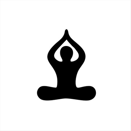 Yoga icon isolated on white background. Silhouette of a man practicing yoga.のイラスト素材