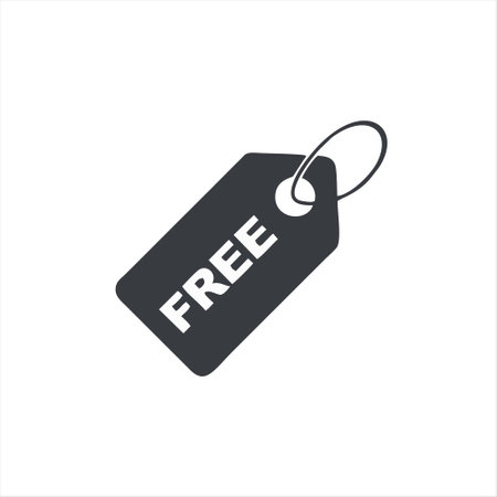 Free tag icon vector illustration. Black price label isolated on white background.のイラスト素材