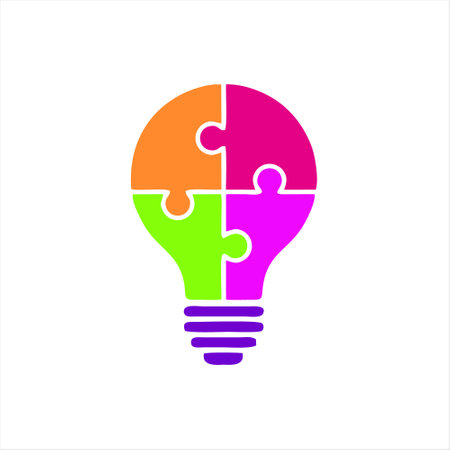 Puzzle lightbulb icon. Lightbulb symbol. Vector illustration.のイラスト素材