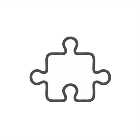 Puzzle line icon, outline vector sign, linear style pictogram isolated on white. Symbol, illustrationのイラスト素材