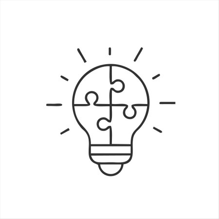 Puzzle lightbulb icon. Idea concept. Vector illustration.のイラスト素材