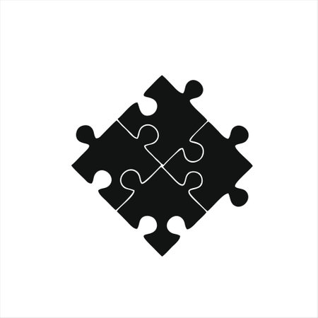 Puzzle icon. Black and white vector illustration of a puzzle.のイラスト素材