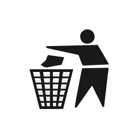 Man throwing trash into trash can vector icon. Pictogram for web page, mobile app, promoのイラスト素材