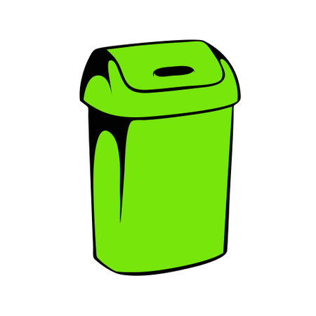 Vector illustration of a green trash can in doodle style.のイラスト素材