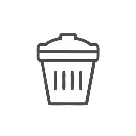 Trash bin line icon, outline vector sign, linear style pictogram isolated on white. Symbol, logo illustrationのイラスト素材