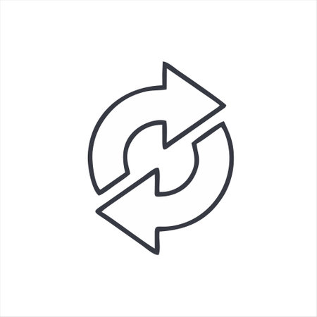 Refresh arrows line icon, outline vector sign, linear style pictogram isolated on white.のイラスト素材
