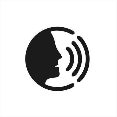 Human head with sound wave icon. Vector illustration on white background.のイラスト素材