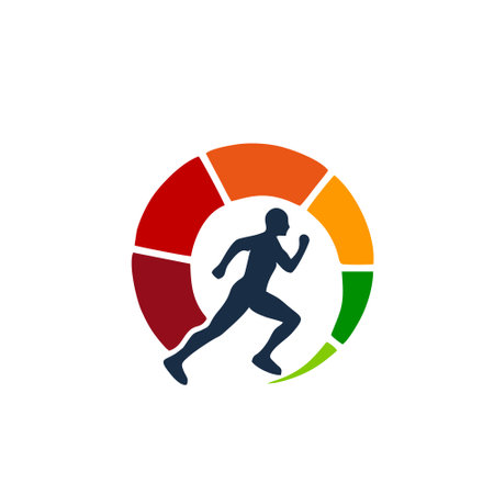 Running vector logo design template. Running vector logo design. Runner logo concept.のイラスト素材