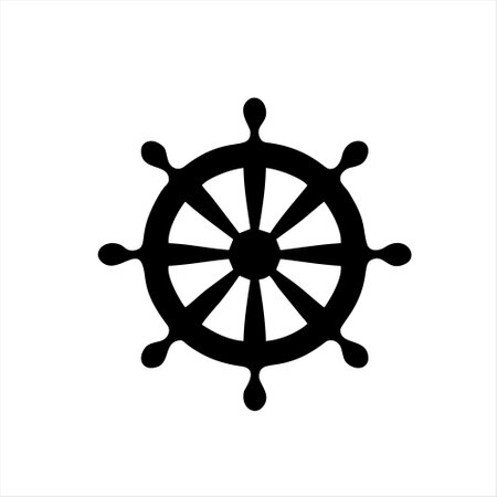 Ship wheel icon isolated on white background. Ship steering wheel vector iconのイラスト素材