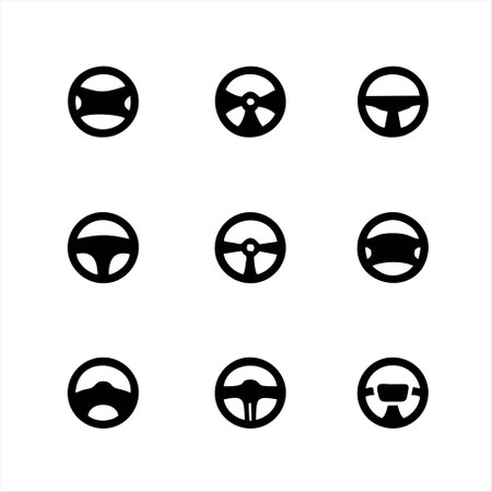 Steering wheel icon set. Steering wheel vector icon set. Steering wheel vector icon. Steering wheel vector icon. Steering wheel icon. Steering wheel vector icon.のイラスト素材