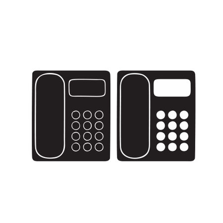 Black telephone icon isolated on white background. Flat design. Vector illustrationのイラスト素材