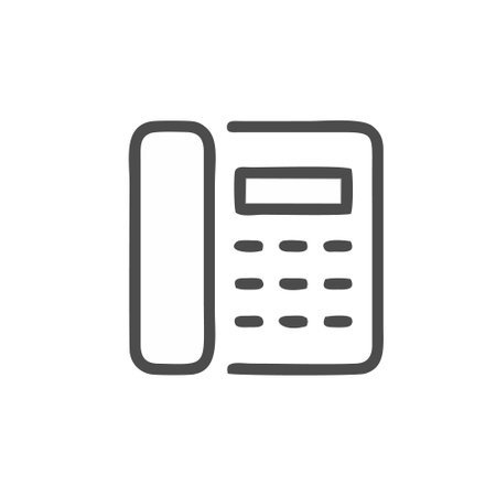 Telephone line icon, outline vector sign, linear style pictogram isolated on white. Symbol, logo illustrationのイラスト素材