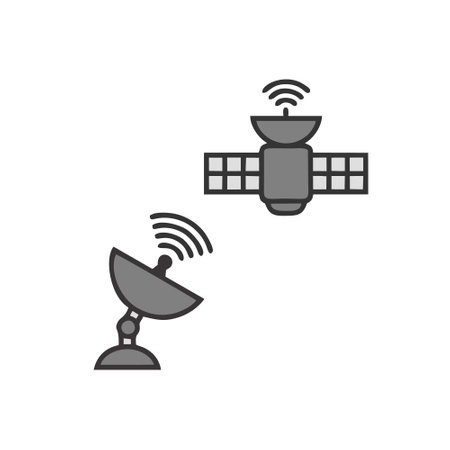 Satellite dish icon, vector graphics, a filled pattern on a white background, eps 10.のイラスト素材