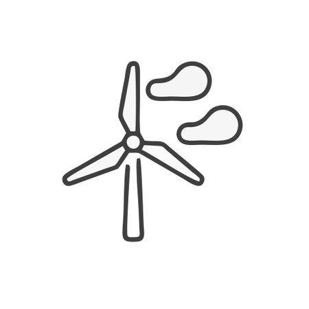 Wind turbine line icon, outline vector sign, linear pictogram isolated on white. Symbol, logo illustrationのイラスト素材