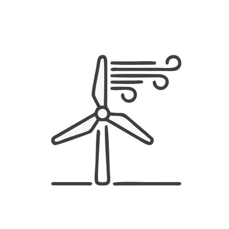 Wind turbine line icon, outline vector sign, linear style pictogram isolated on white. Symbol, logo illustration. Editable stroke. Pixel perfectのイラスト素材