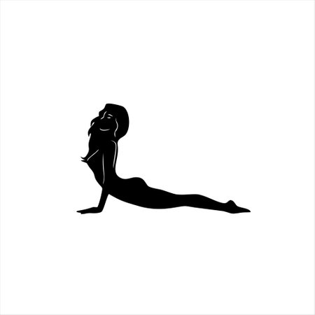 Silhouette of a woman doing yoga on a white background.のイラスト素材