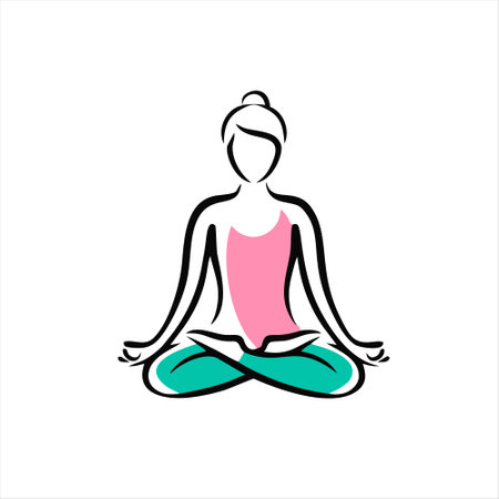 yoga woman lotus pose vector icon design template on white backgroundのイラスト素材