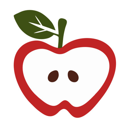 apple fruit icon over white background, flat detail style, vector illustrationのイラスト素材