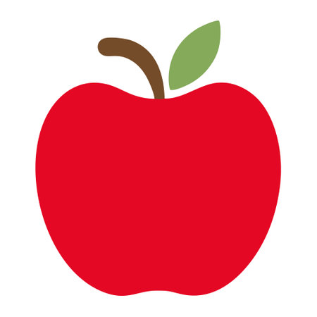 Red apple icon on white background. Flat style. Vector illustration.のイラスト素材