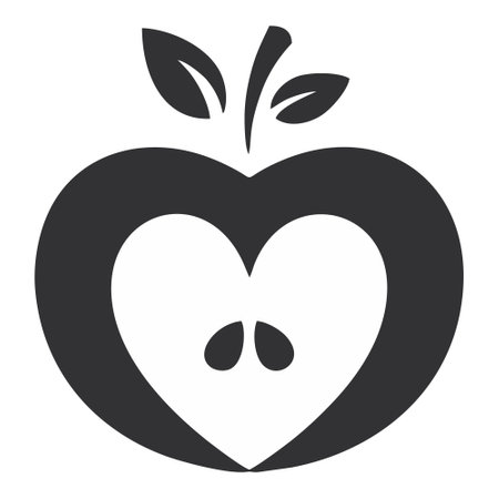 Apple glyph icon. Silhouette symbol. Negative space. Vector isolated illustrationのイラスト素材