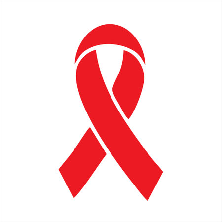 Red ribbon icon. World Aids Day symbol. Vector illustration.のイラスト素材