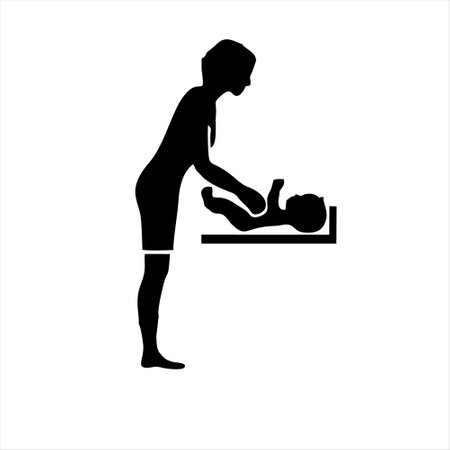 Pregnant woman with baby. Black silhouette on a white backgroundのイラスト素材