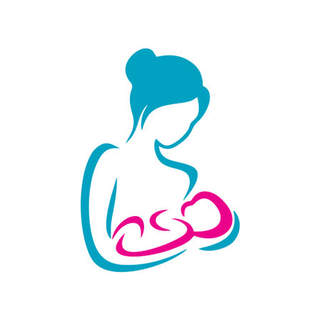 pregnant woman with baby logo vector icon illustration design template - vectorのイラスト素材