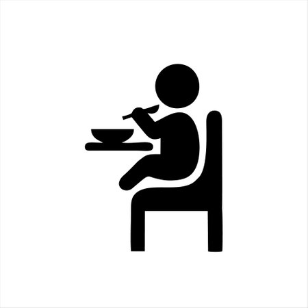Man eating on chair icon, vector illustration. Flat design style.のイラスト素材