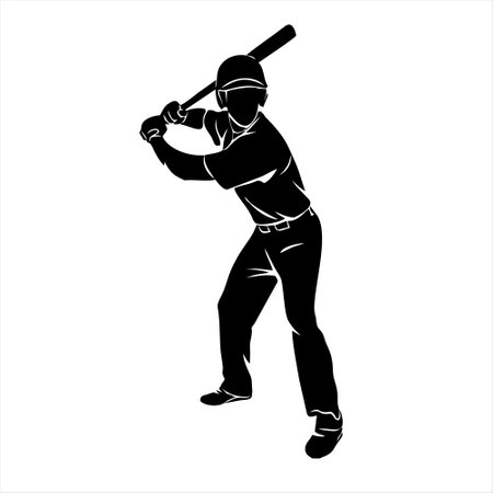 Baseball player with bat on a white background. Vector illustration.のイラスト素材