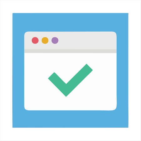 Browser with check mark icon, vector illustration. Flat design style.のイラスト素材