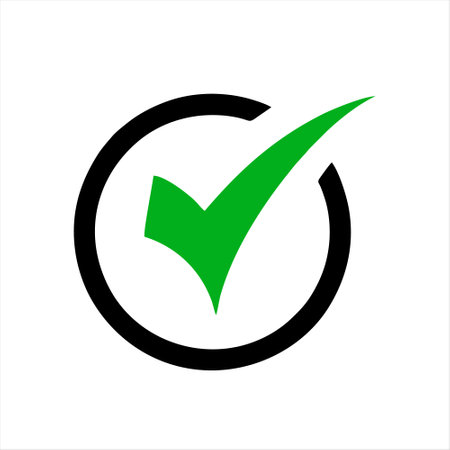 check mark icon on white background. check mark icon vector. check mark icon vectorのイラスト素材
