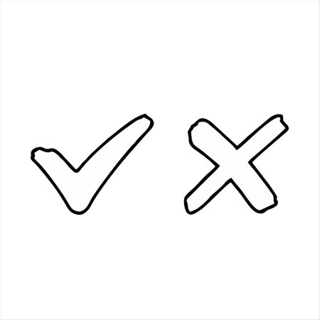 Check mark doodle icon, vector illustration. Hand drawn checkmark icon.のイラスト素材