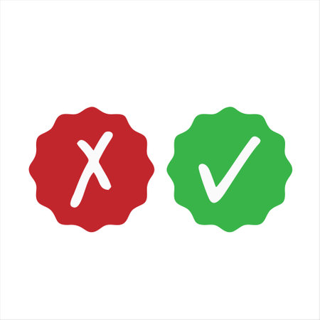 Approved and rejected stamp icon. Check mark symbol. Vector illustrationのイラスト素材
