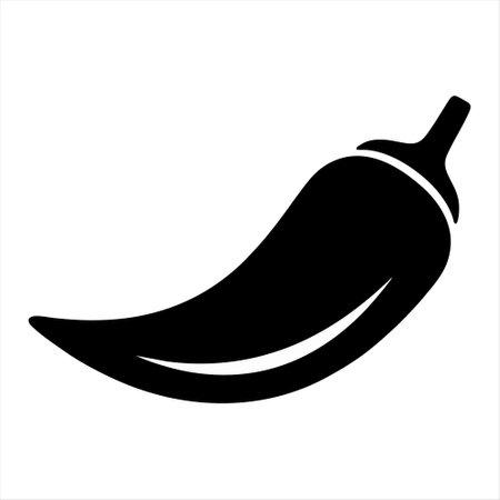 Chilli icon. Black silhouette of chilli pepper. Vector illustration.のイラスト素材