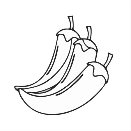 Chilli icon. Black and white vector illustration of paprika.のイラスト素材