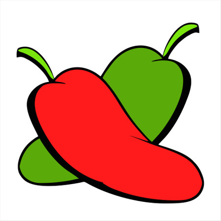 Red and green peppers on a white background. Vector illustration. EPS 10のイラスト素材