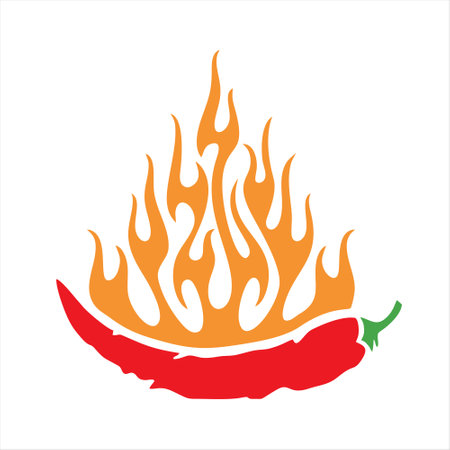 Hot chili pepper icon isolated on a white background. Vector illustration.のイラスト素材