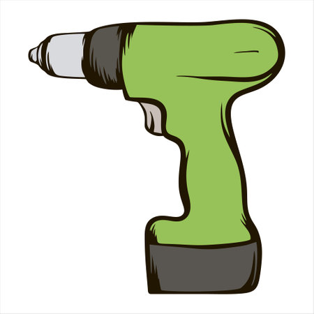 Cordless cordless screwdriver on white background, vector illustrationのイラスト素材