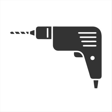 Drill icon. Construction tool. Vector illustration in a flat style.のイラスト素材