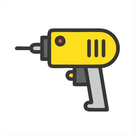 Drill icon. Construction tool. Vector illustration in outline style.のイラスト素材