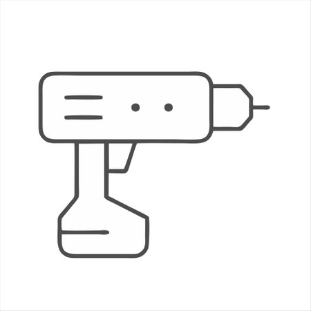 Cordless drill line icon. Outline vector illustration of cordless drill.のイラスト素材