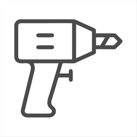 Electric drill line icon, outline vector sign, linear style pictogram isolated on white. Symbol, logo illustrationのイラスト素材