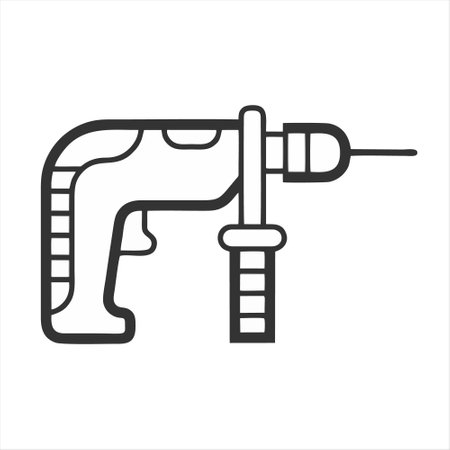 Drill icon isolated on white background. Construction tool. Vector illustrationのイラスト素材