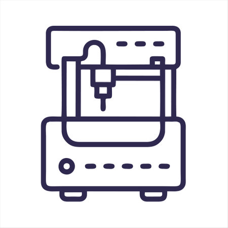 Cnc machine line icon. Editable stroke. Vector illustration.のイラスト素材