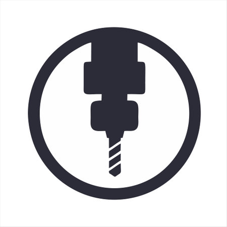 Drill icon in black on a white background. Vector illustration.