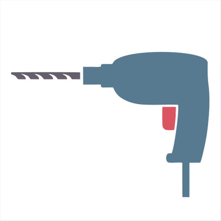 Drill icon on white background. Vector illustration in flat style.のイラスト素材